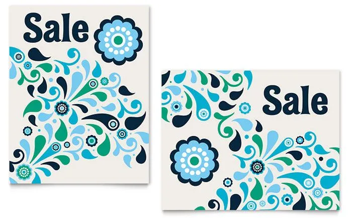 Winter Color Floral Sale Poster Template - Word & Publisher