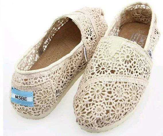 Women Canvas Crochet Hook Shoes Flat Pattern Stripes Sun Flower ...