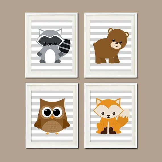 WOODLAND Nursery Art Animals Rustic Country Baby Boy Gray Decor ... WOODLAND Nursery Art Animals Rustic Country Baby Boy Gray Decor ...