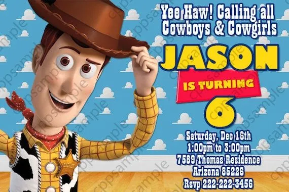Woody cumpleaños invitación juguete por CreativePartyPixels Woody cumpleaños invitación juguete por CreativePartyPixels