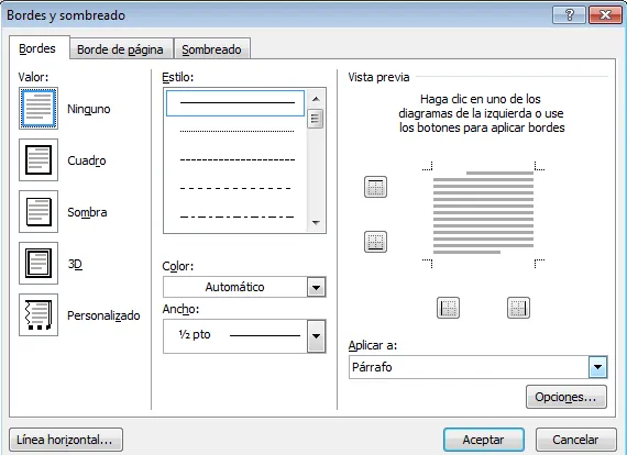 WORD 2010: BORDES Y SOMBREADO