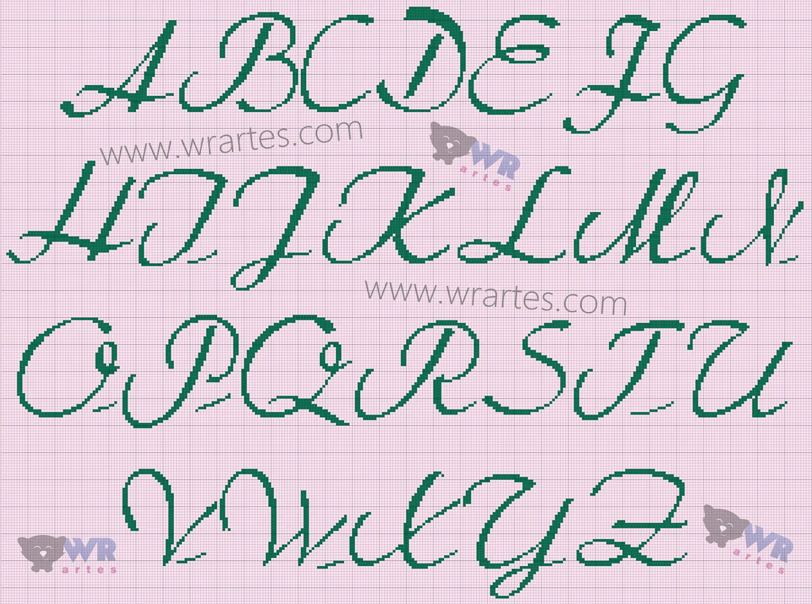 WR Artes (Blog do Wagner Reis): Letra ponto cruz linda para toalhas WR Artes (Blog do Wagner Reis): Letra ponto cruz linda para toalhas