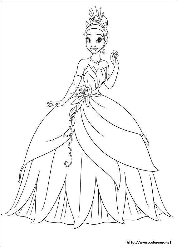 Dibujos para colorear de Tiana la Princesa y el sapo