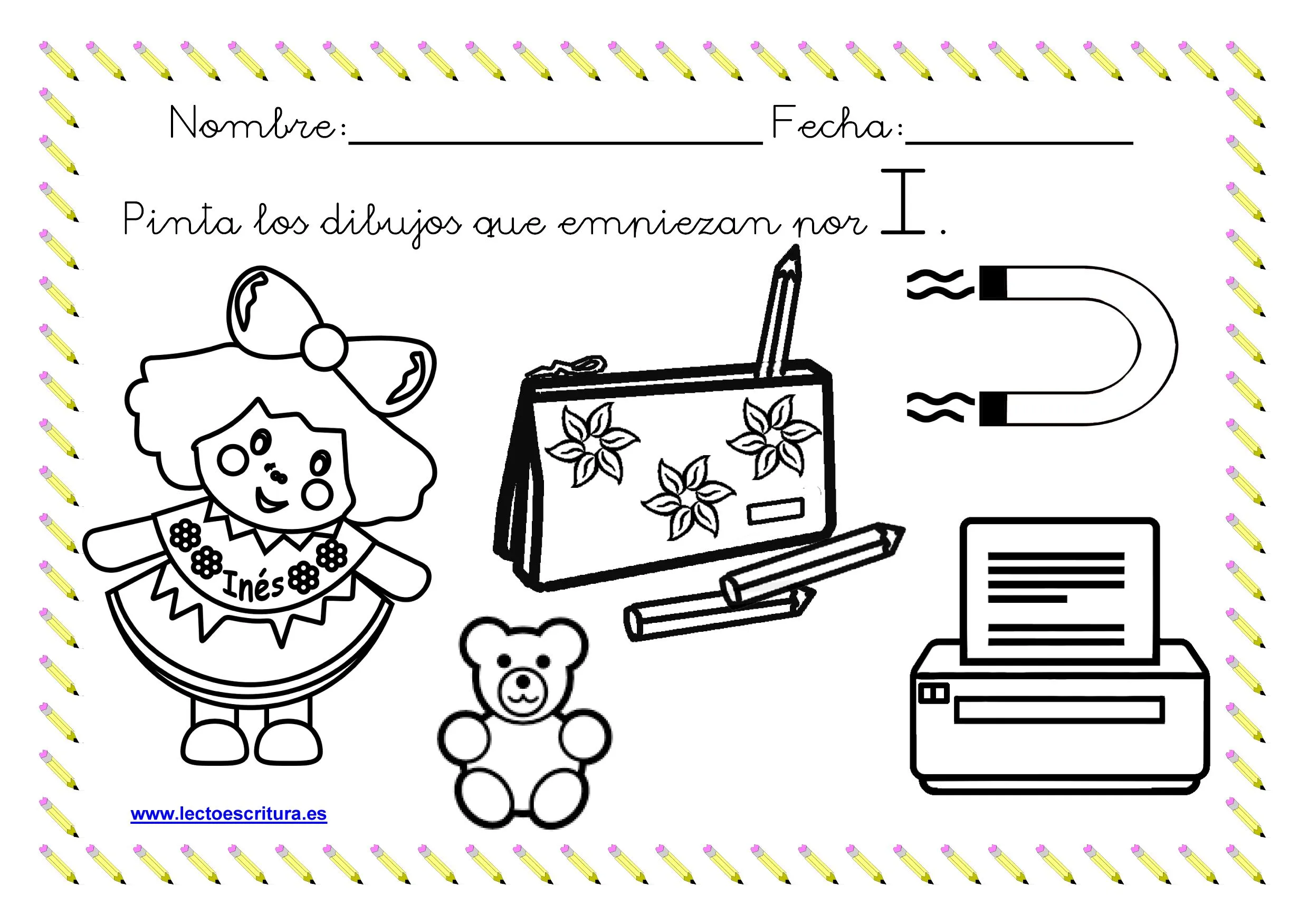 www.lectoescritura.es. Ficha colorear dibujos que empiezan por la ...