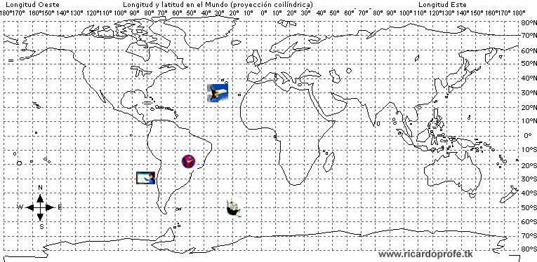 Planisferio mudo del mundo con las lines imaginarias y los nombres ...