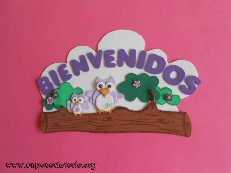 www.unpocodetodo.org - Cartel de bienvenidos de buhos violeta ...