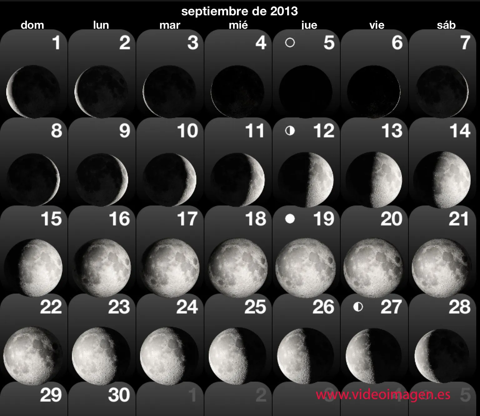 WWW.VIDEOIMAGEN.ES: FASES DE LA LUNA PARA EL MES DE SEPTIEMBRE DE ... WWW.VIDEOIMAGEN.ES: FASES DE LA LUNA PARA EL MES DE SEPTIEMBRE DE ...