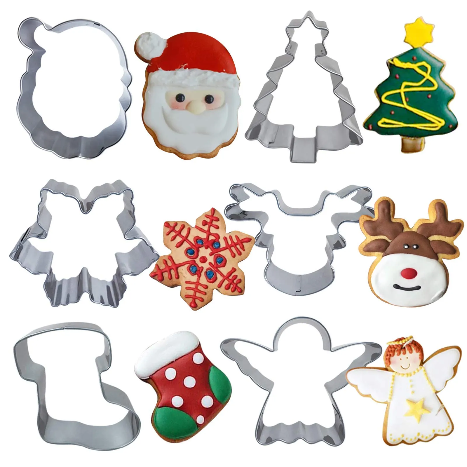 XGiGiX Juego de cortadores de galletas de Navidad – 6 moldes grandes de acero inoxidable para hacer árbol de Navidad, copo de nieve, renos, cara de Papá Noel, ángel, calcetines. : Amazon.com.mx: XGiGiX Juego de cortadores de galletas de Navidad – 6 moldes grandes de acero inoxidable para hacer árbol de Navidad, copo de nieve, renos, cara de Papá Noel, ángel, calcetines. : Amazon.com.mx: