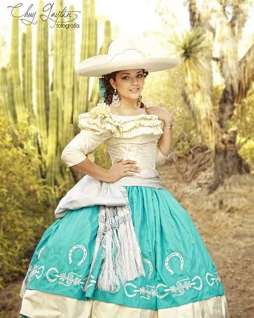 XV Escaramuza Dress (Front) | dresses | Pinterest | Mexican ...