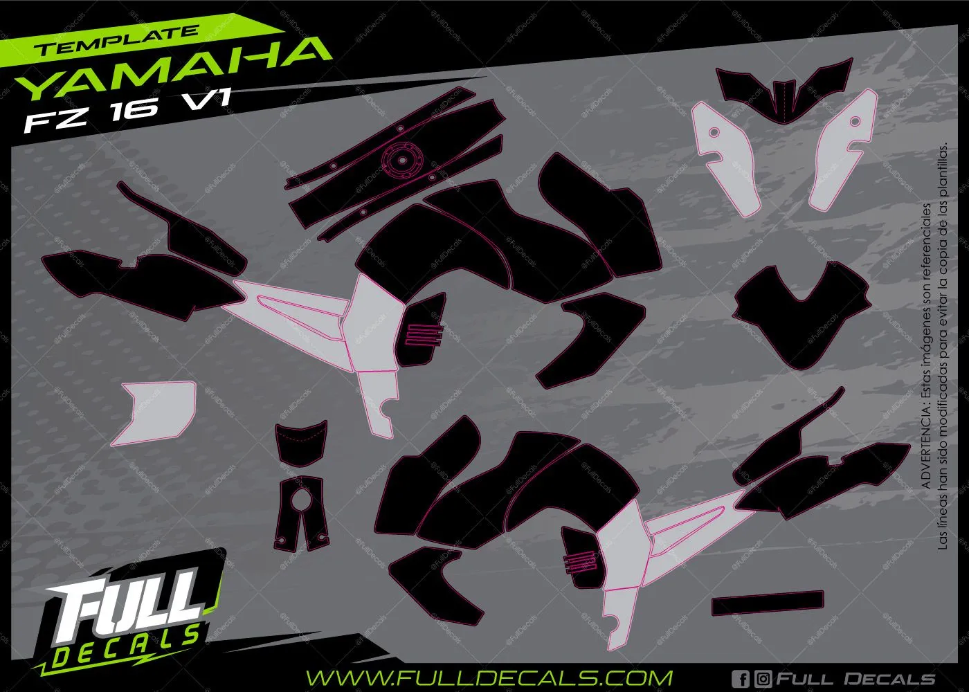 YAMAHA FZ 16 V1 PLANTILLA SEMI PRO – FULL DECALS