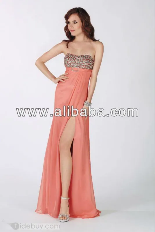 Yeymy - vestido largo coral - A1309-Vestidos de noche ...