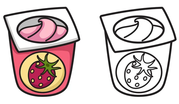Yogur color y blanco y negro para colorear libro — Vector stock ... Yogur color y blanco y negro para colorear libro — Vector stock ...
