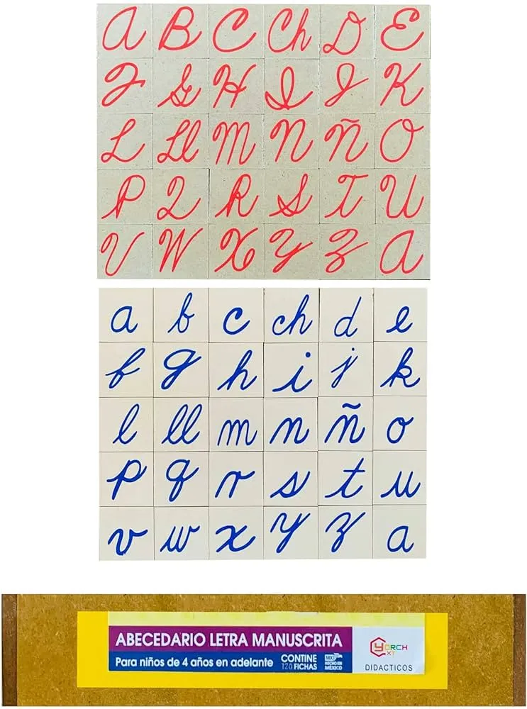 YÖRCH XT Abecedario de Madera Letra Manuscrita Cursiva, Material Didáctico para Niños Caja Educativa, 120 Piezas. : Amazon.com.mx: Oficina y papelería YÖRCH XT Abecedario de Madera Letra Manuscrita Cursiva, Material Didáctico para Niños Caja Educativa, 120 Piezas. : Amazon.com.mx: Oficina y papelería