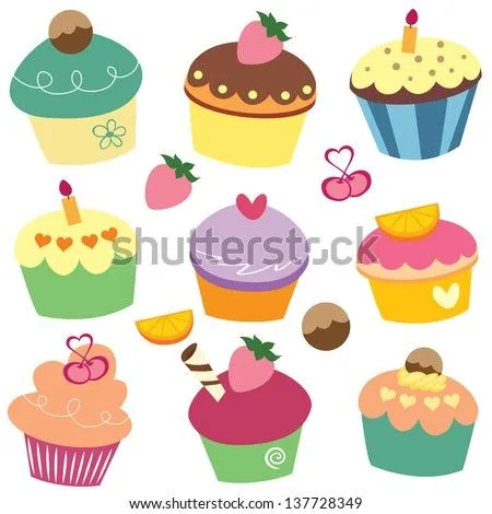 Yummy Cupcakes Clip Art Ilustración vectorial en stock 137728349 ... Yummy Cupcakes Clip Art Ilustración vectorial en stock 137728349 ...