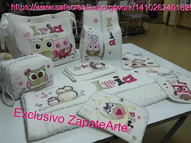 ZapateArte: Conjunto bebé 8 piezas, mantita pintada a mano, bolso ...