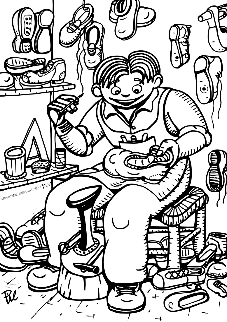 Zapatero artesano para colorear - Manualidades Infantiles Zapatero artesano para colorear - Manualidades Infantiles