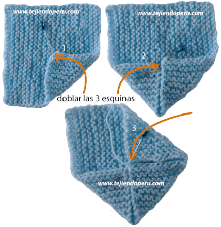 Zapatitos de bebe de dos cuadrados tejidos - Tejiendo Perú Zapatitos de bebe de dos cuadrados tejidos - Tejiendo Perú
