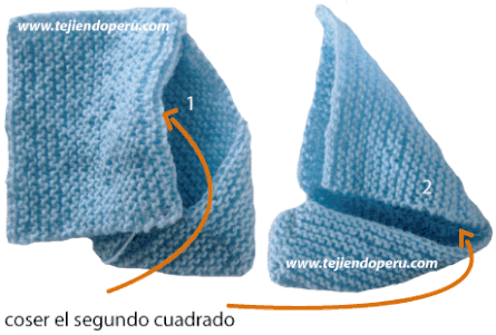 Zapatitos de bebe de dos cuadrados tejidos - Tejiendo Perú Zapatitos de bebe de dos cuadrados tejidos - Tejiendo Perú