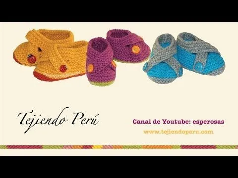 Zapatitos cruzados tejidos en dos agujas para bebes (Parte 1 ...