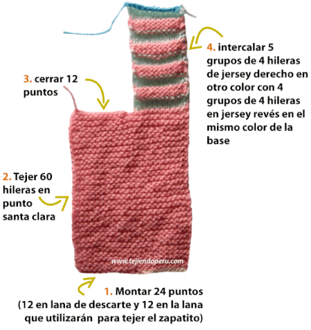 Zapatitos con punta en dos colores - Tejiendo Perú Zapatitos con punta en dos colores - Tejiendo Perú