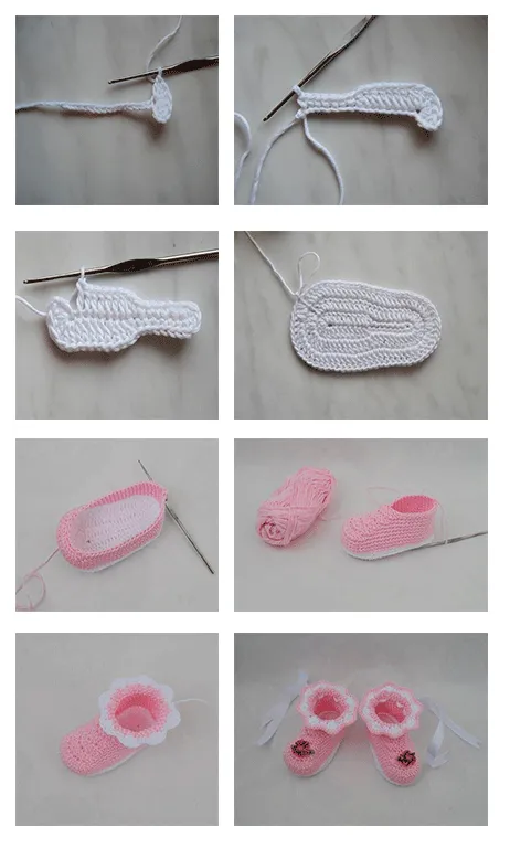Paso a paso patron zapatitos bebé crochet - Imagui