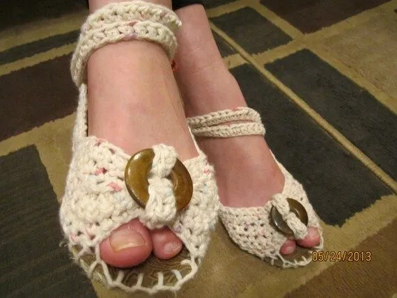 zapatos blancos de algodón abra las sandalias del por MelyFashion