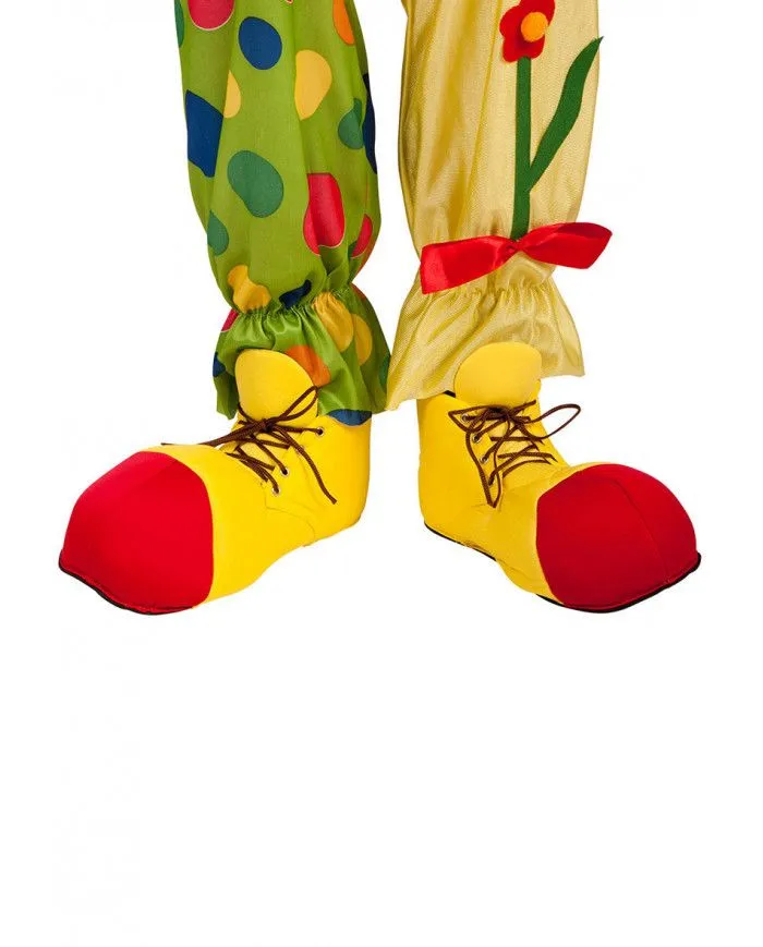 Zapatos de payaso de tela con suela de goma EVA en bolsa con solapa Zapatos de payaso de tela con suela de goma EVA en bolsa con solapa