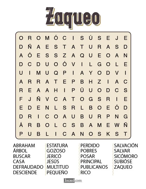 Zaqueo - Sopa de Letras | Sopas de letras para imprimir gratis, Sopa de letras, Letras para imprimir gratis Zaqueo - Sopa de Letras | Sopas de letras para imprimir gratis, Sopa de letras, Letras para imprimir gratis