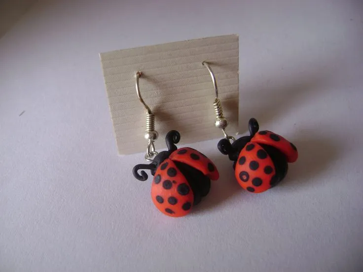 Zarcillos de Mariquitas en masa flexible | Creaciones denisita ... Zarcillos de Mariquitas en masa flexible | Creaciones denisita ...