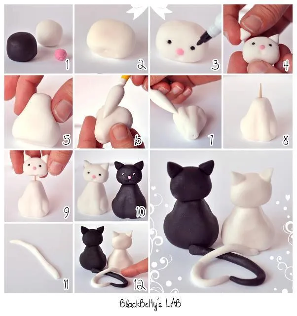 Gatitos en porcelana fria paso a paso - Imagui