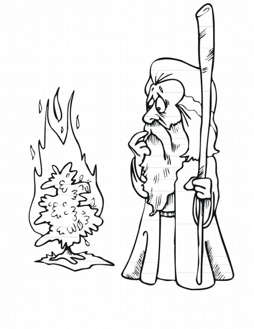 Dibujo Infantil de Moises y la zarza ardiendo para colorear ... Dibujo Infantil de Moises y la zarza ardiendo para colorear ...