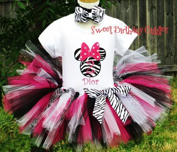 Zebra Silhouette Minnie Mousse Birthday Tutu Outfit - 1st Birthday ...