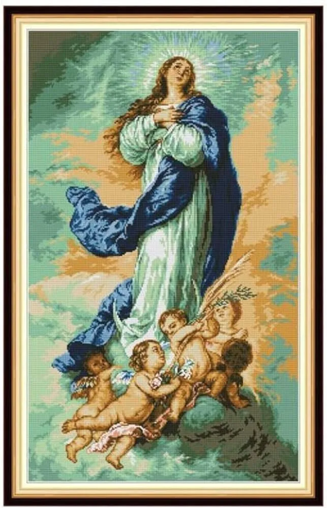 Zeess La Virgen con los ángeles Patrones de Punto de Cruz DIY Tela contada Tela 14CT 11CT Lienzo Impreso para el Kit de Bordado DMC Floss : Amazon.com.mx: Hogar y Cocina Zeess La Virgen con los ángeles Patrones de Punto de Cruz DIY Tela contada Tela 14CT 11CT Lienzo Impreso para el Kit de Bordado DMC Floss : Amazon.com.mx: Hogar y Cocina