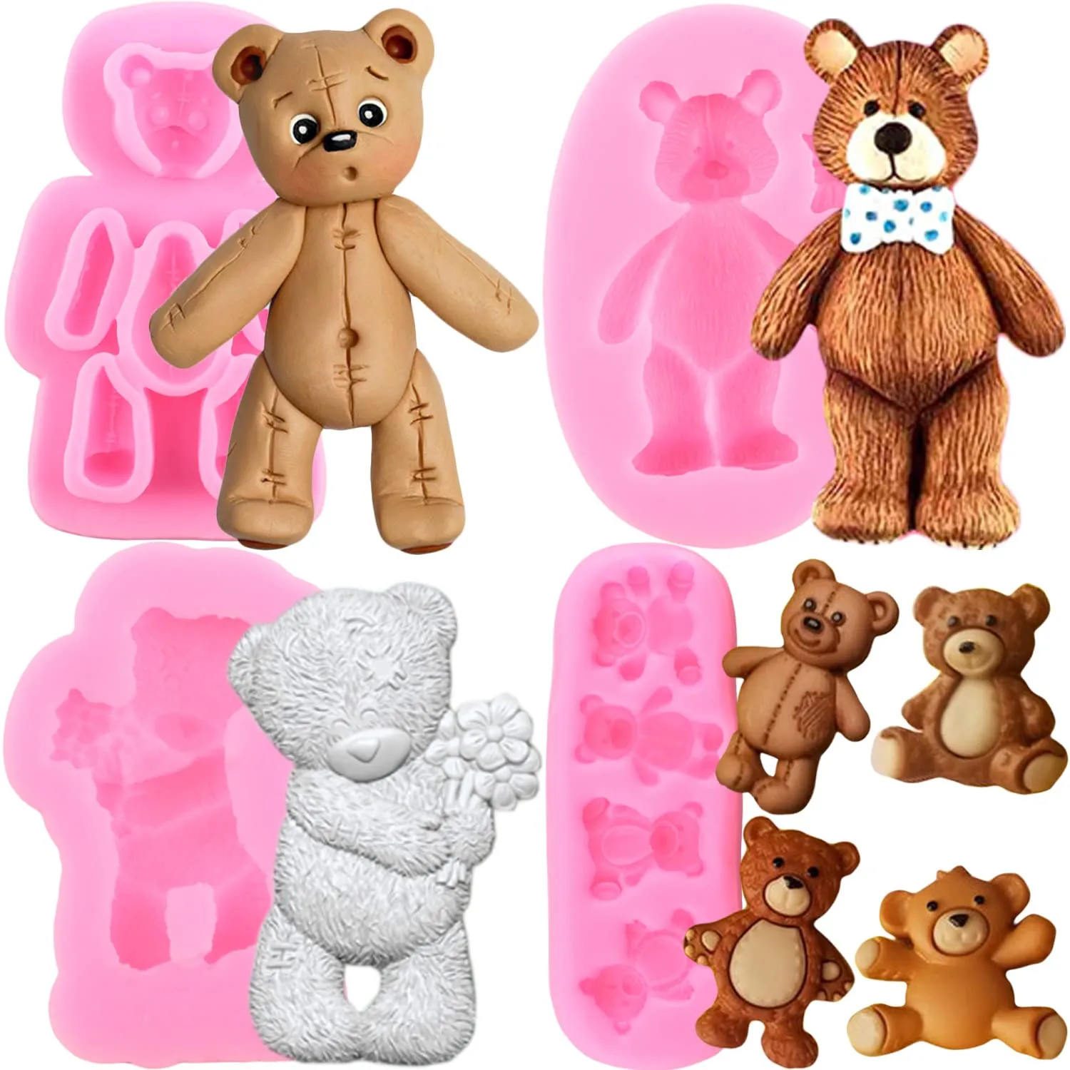 ZiXiang Moldes de silicona para fondant de ositos de peluche, chocolate, caramelo, pasta de goma, manualidades, arcilla polimérica, decoración de tartas, juego de 4 : Amazon.com.mx: Hogar y Cocina ZiXiang Moldes de silicona para fondant de ositos de peluche, chocolate, caramelo, pasta de goma, manualidades, arcilla polimérica, decoración de tartas, juego de 4 : Amazon.com.mx: Hogar y Cocina