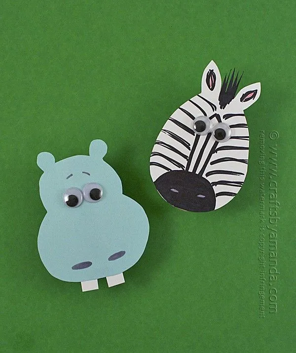 Zoo Craft: Hippo and Zebra Clothespin Magnets Zoo Craft: Hippo and Zebra Clothespin Magnets