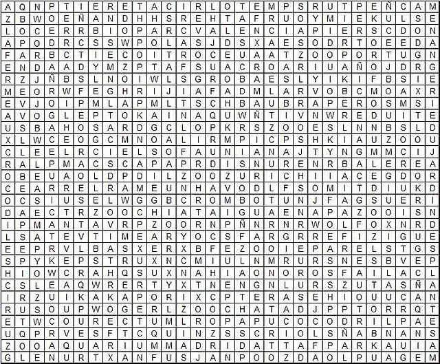 Zoos del Mundo - Sopas de letras - Juegos