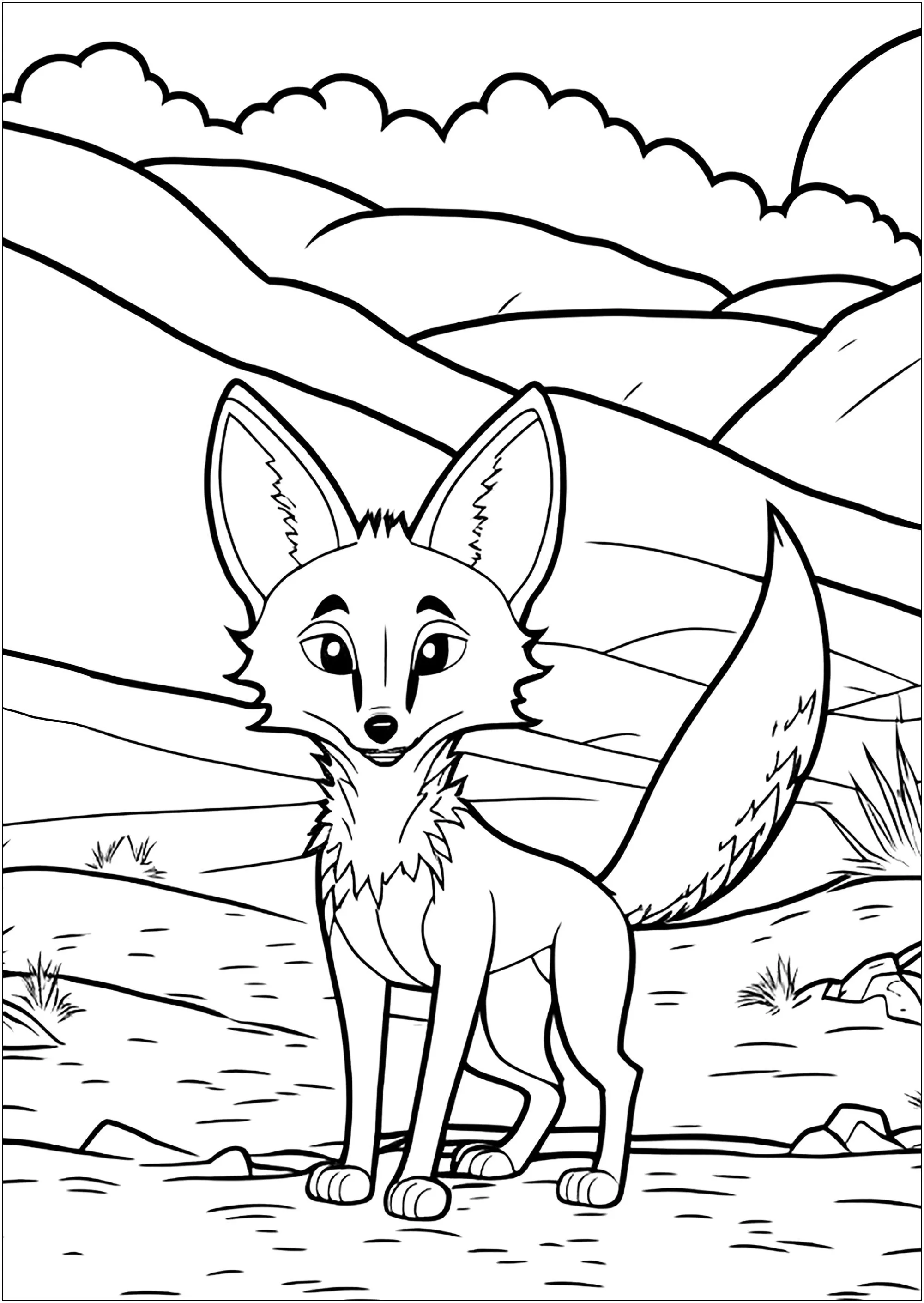 Zorro para colorear, en las montañas - Zorro - Just Color Niños : Dibujos para colorear para niños Zorro para colorear, en las montañas - Zorro - Just Color Niños : Dibujos para colorear para niños